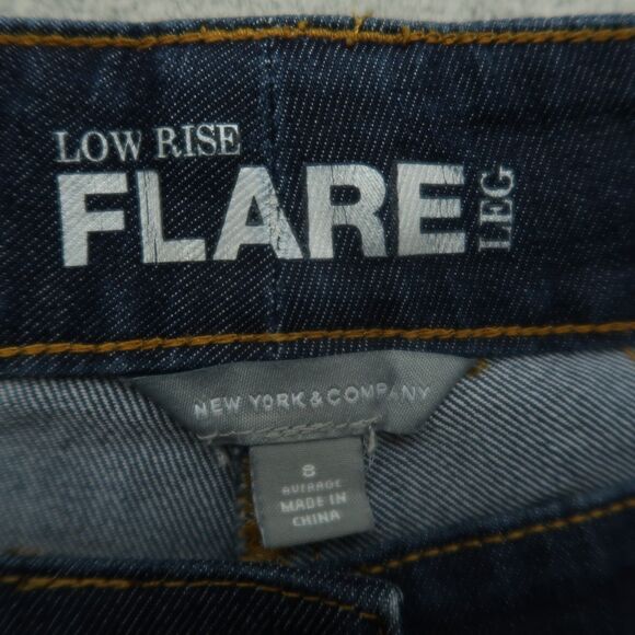 New York & Company Jeans Women's Size 8 Blue Low-Rise Flare Denim 31.5" Inseam - Picture 8 of 15